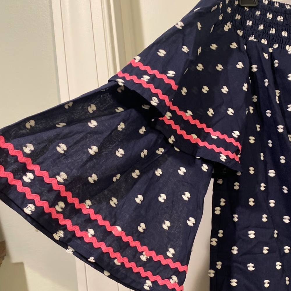 Sail to Sable Navy and Pink Off-Shoulder Mini Dress M - Picture 4 of 6